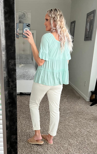 Kadence Babydoll Mint Tiered Top