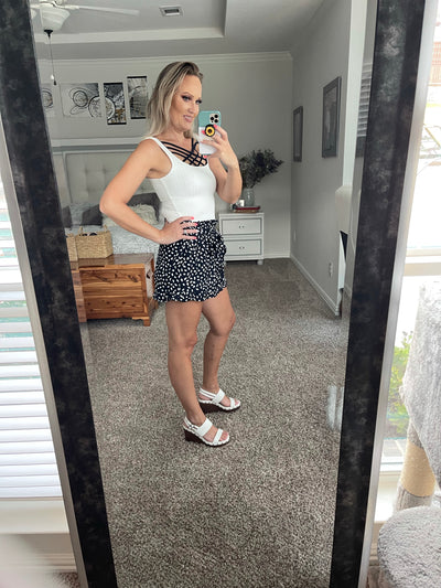 White square neck tank