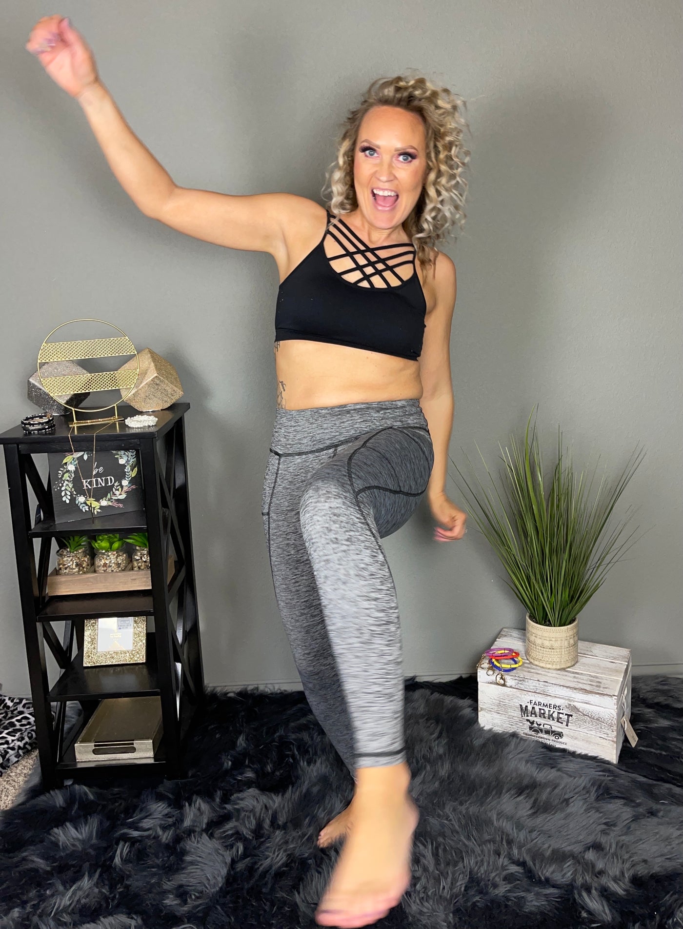 Active Belle Black Heather Leggings