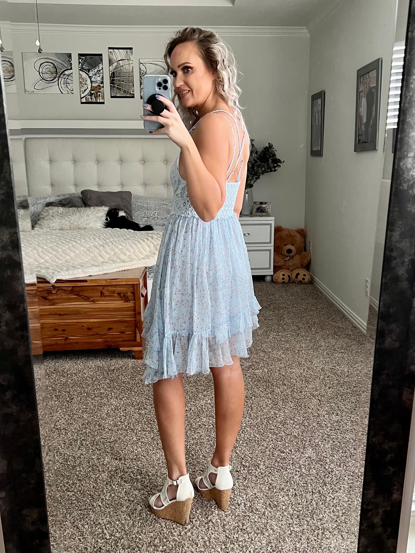 Lacey blue floral dress