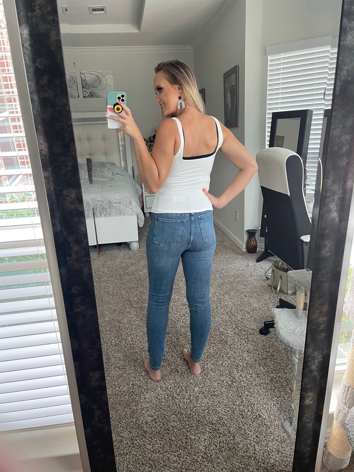 White square neck tank