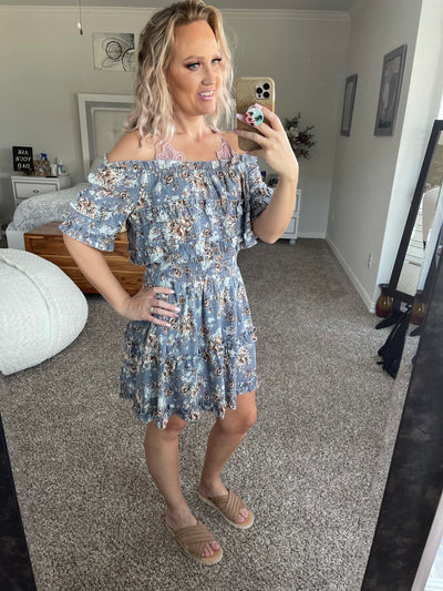 Summer floral off the shoulder dress