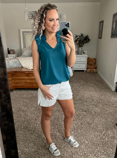 Ginny V-neck Ruffle Strap Dress Tank