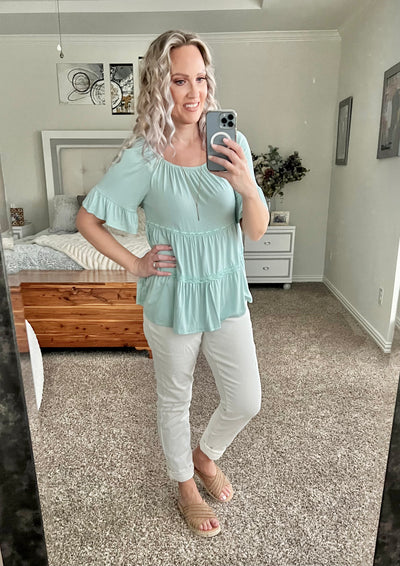 Kadence Babydoll Mint Tiered Top