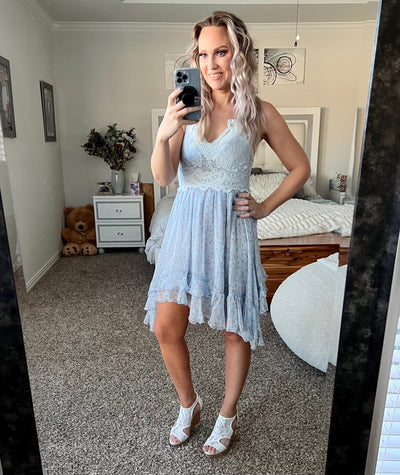 Lacey blue floral dress