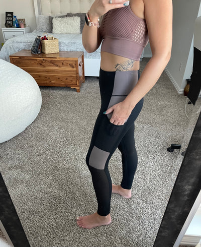 Color block mesh insert leggings