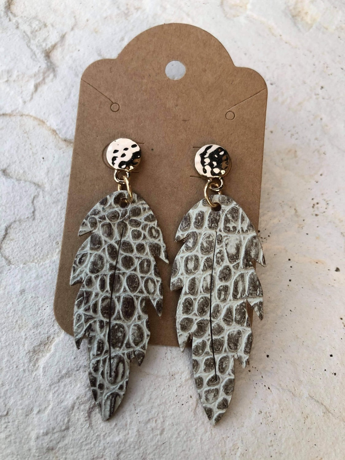 Leather leaf earrings