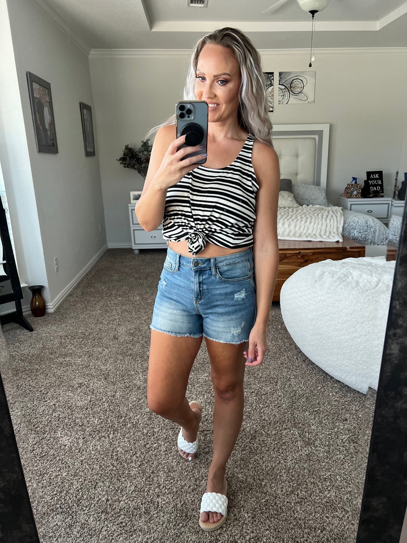Shania striped tunic length tank