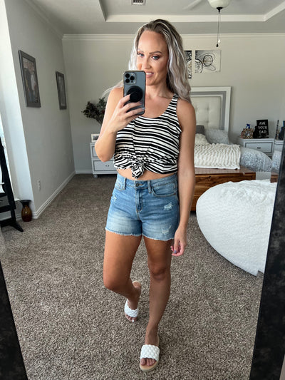 Shania striped tunic length tank