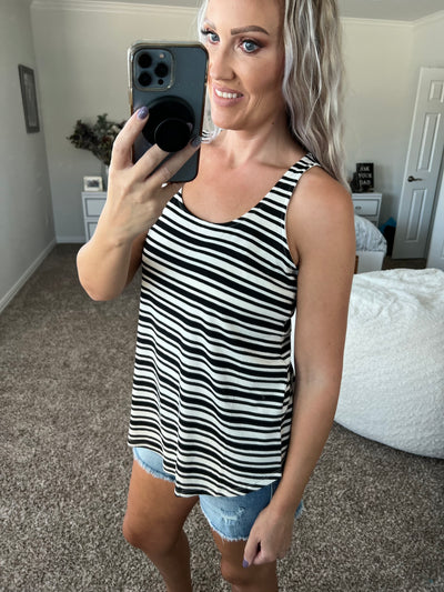 Shania striped tunic length tank