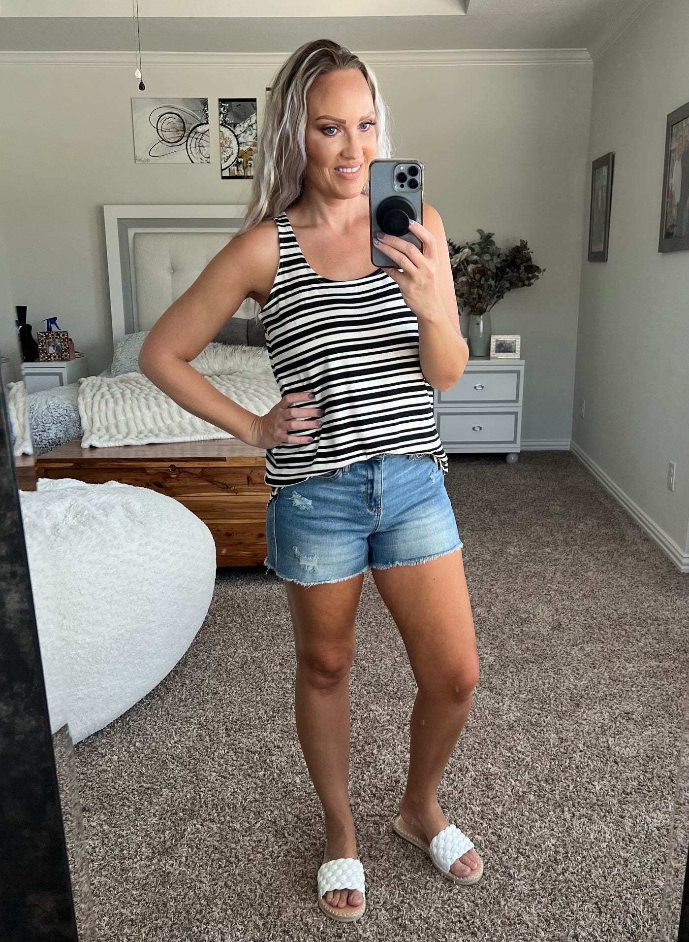 Shania striped tunic length tank