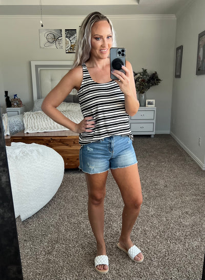 Shania striped tunic length tank
