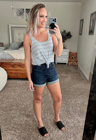 Shania striped tunic length tank