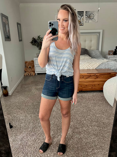 Shania striped tunic length tank