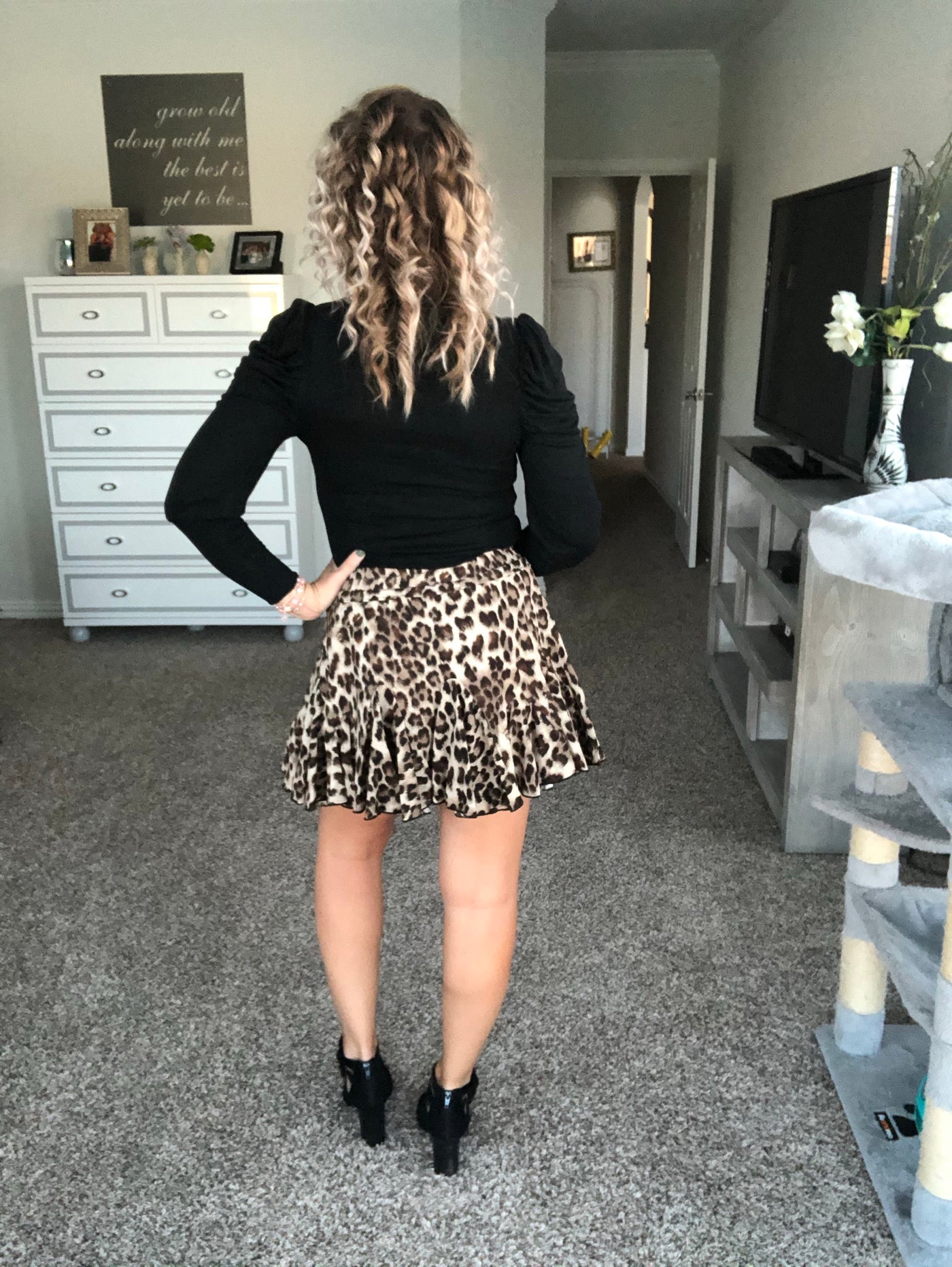 Leopard stretch band skirt