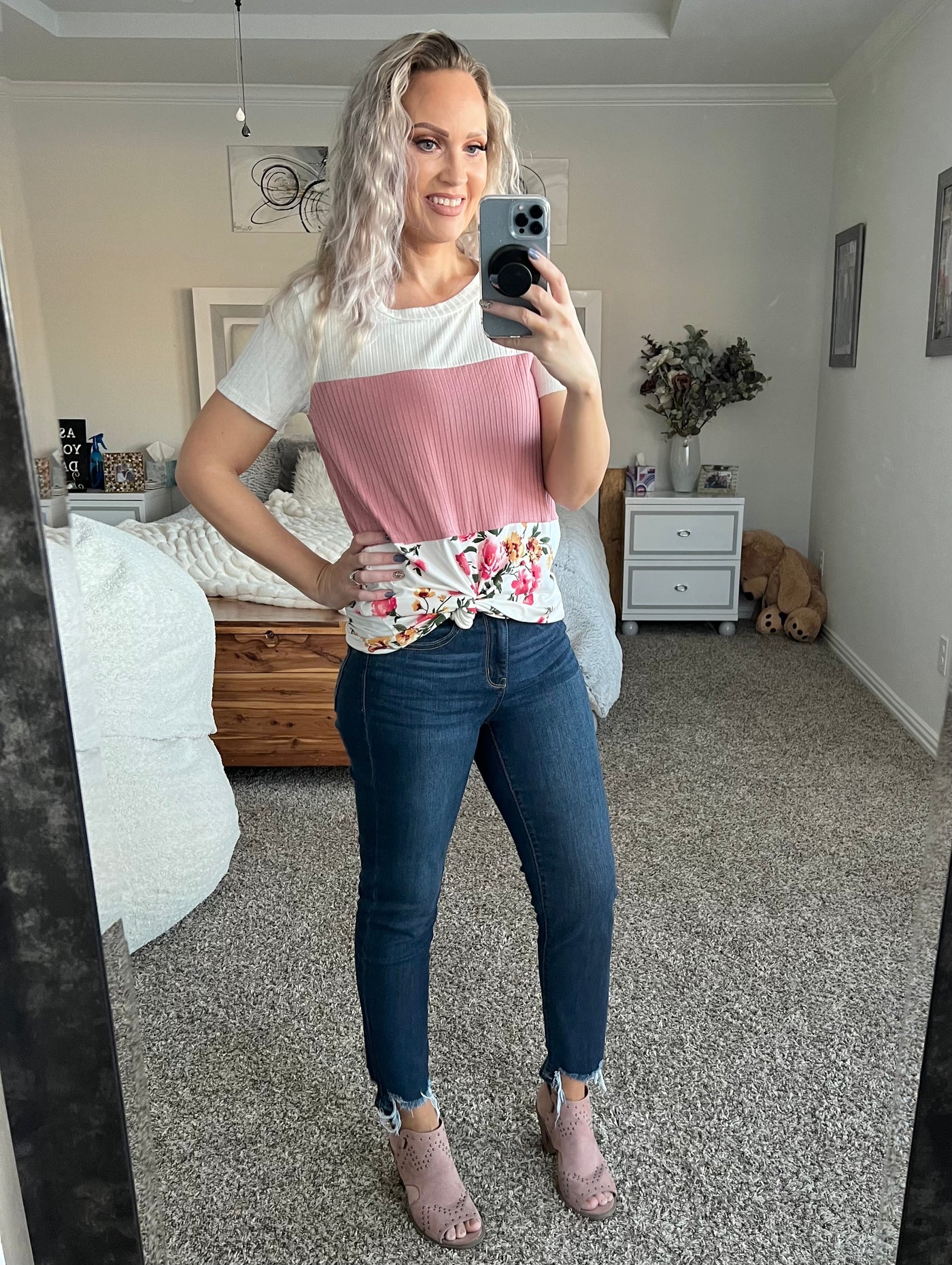 Gabriella Floral Color Block Tee