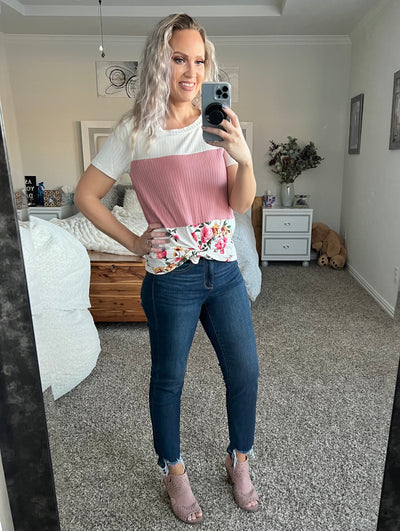 Gabriella Floral Color Block Tee