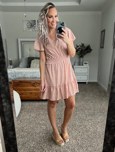 Deidre Ditsy Floral Smocked V-Neck Dress