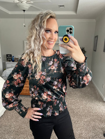 Velvet floral blouse
