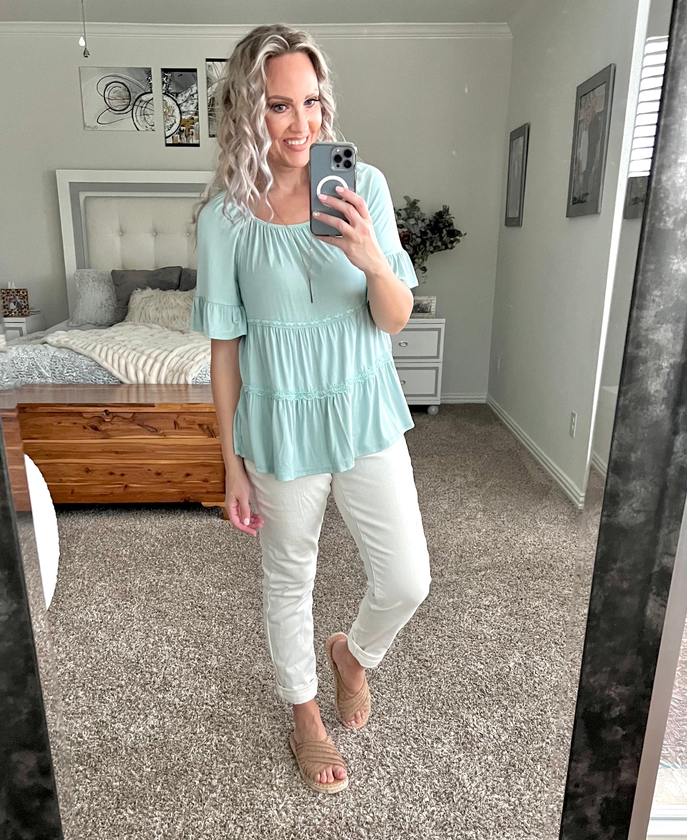 Kadence Babydoll Mint Tiered Top