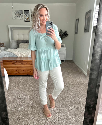 Kadence Babydoll Mint Tiered Top