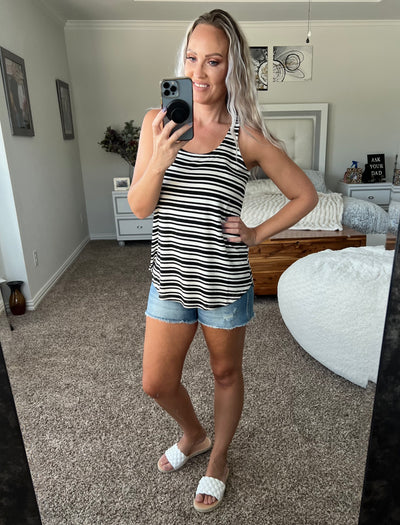 Shania striped tunic length tank
