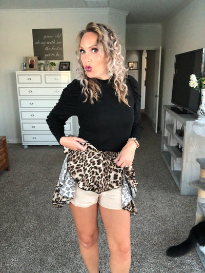 Leopard stretch band skirt