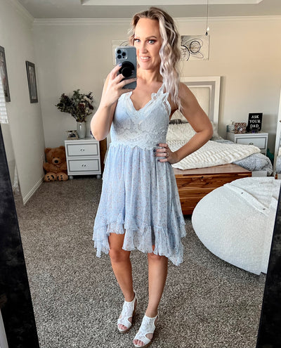 Lacey blue floral dress