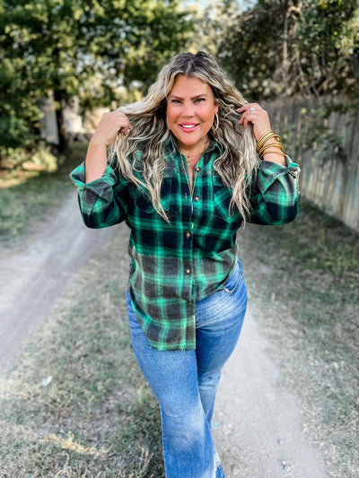 Tahoe Plaid Bleach Faded Flannel Top