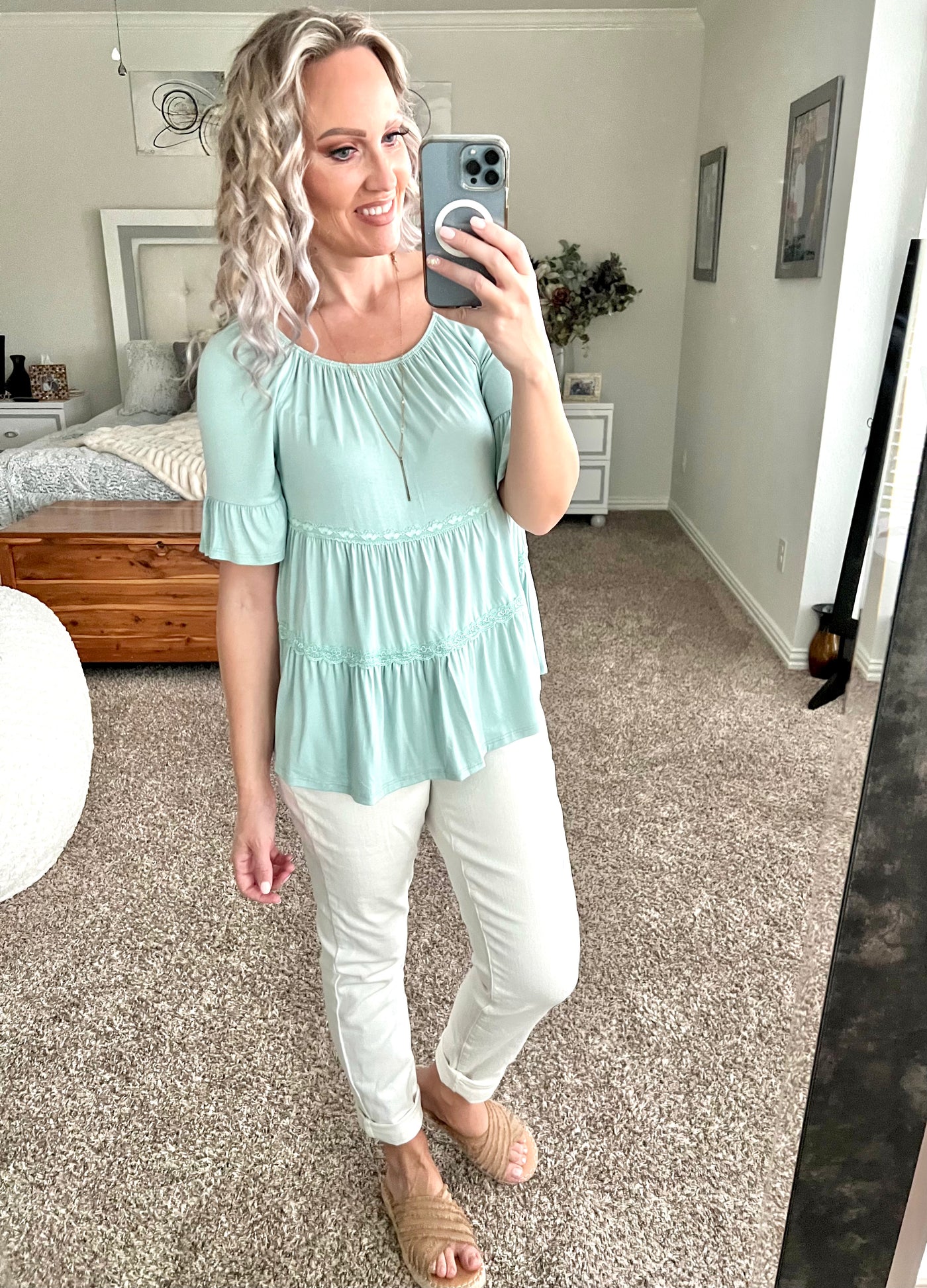 Kadence Babydoll Mint Tiered Top