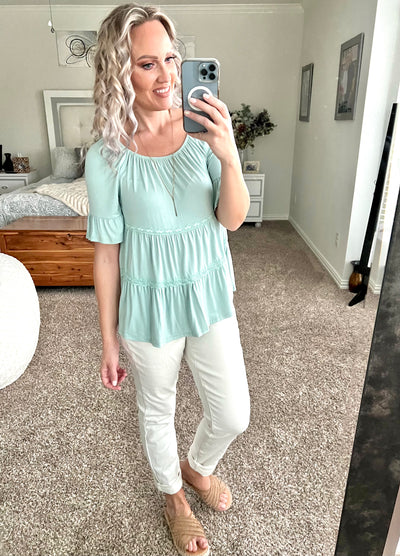 Kadence Babydoll Mint Tiered Top