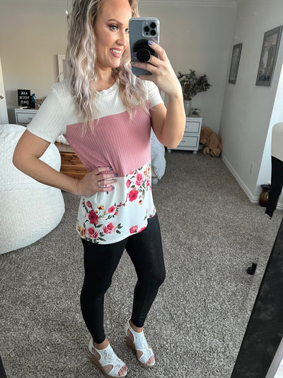 Gabriella Floral Color Block Tee