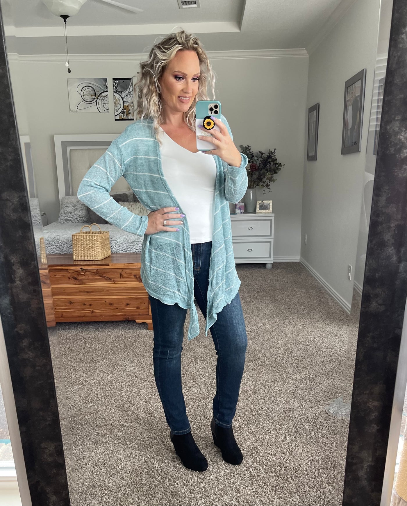 Blue striped cardigan