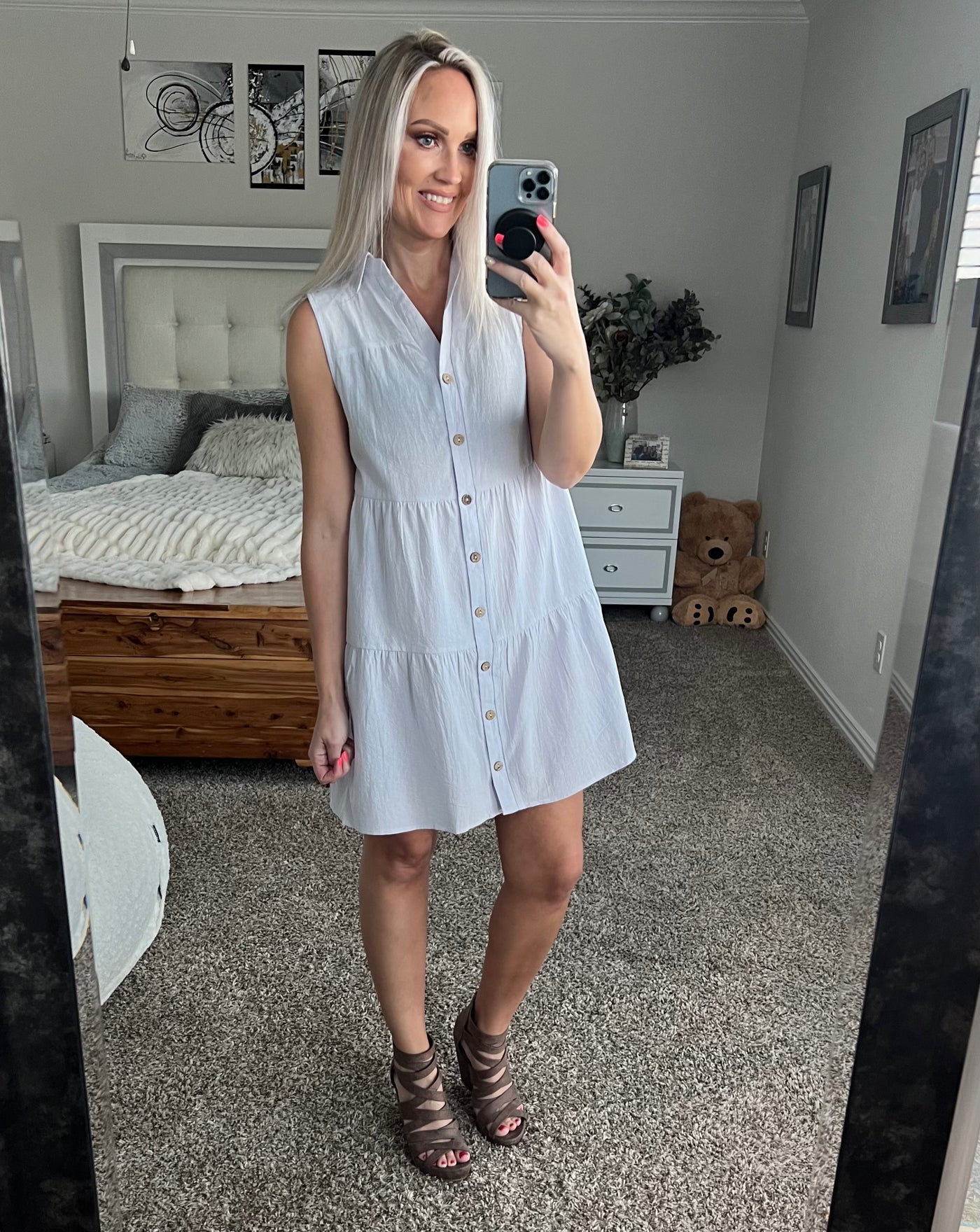 Victoria Linen Sleeveless Shirt Dress