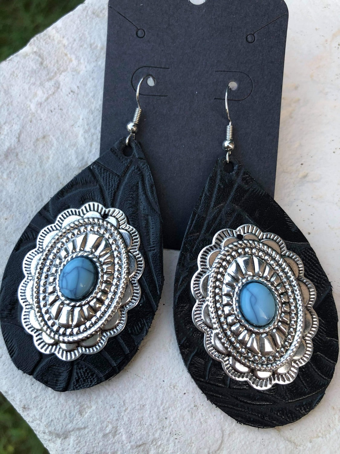Leather Western Teardrop earrings