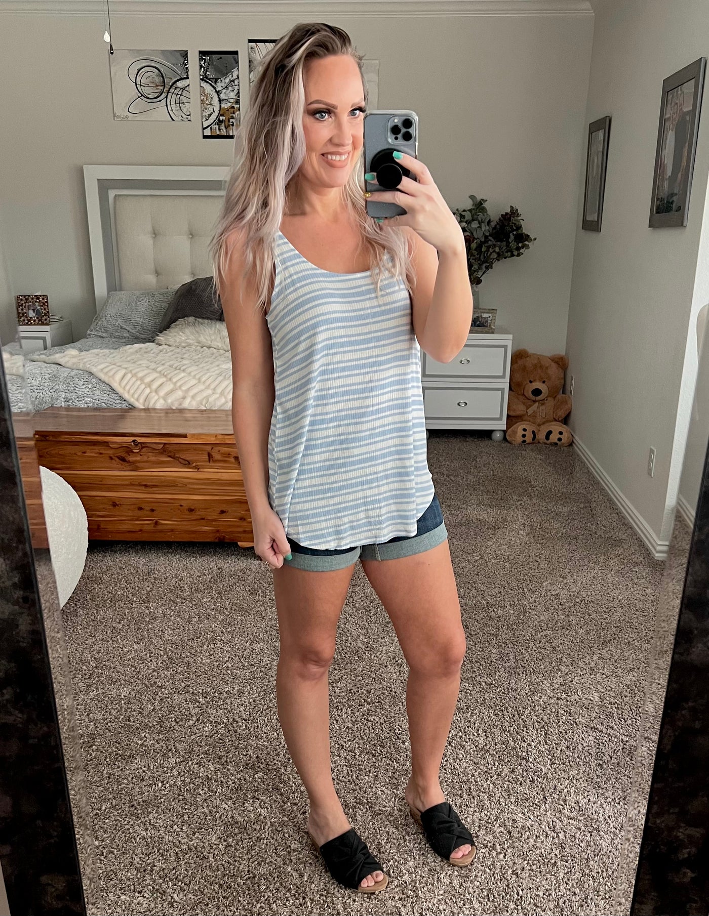 Shania striped tunic length tank