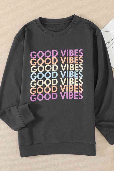 Good Vibes Printed Crewneck Sweatshirt
