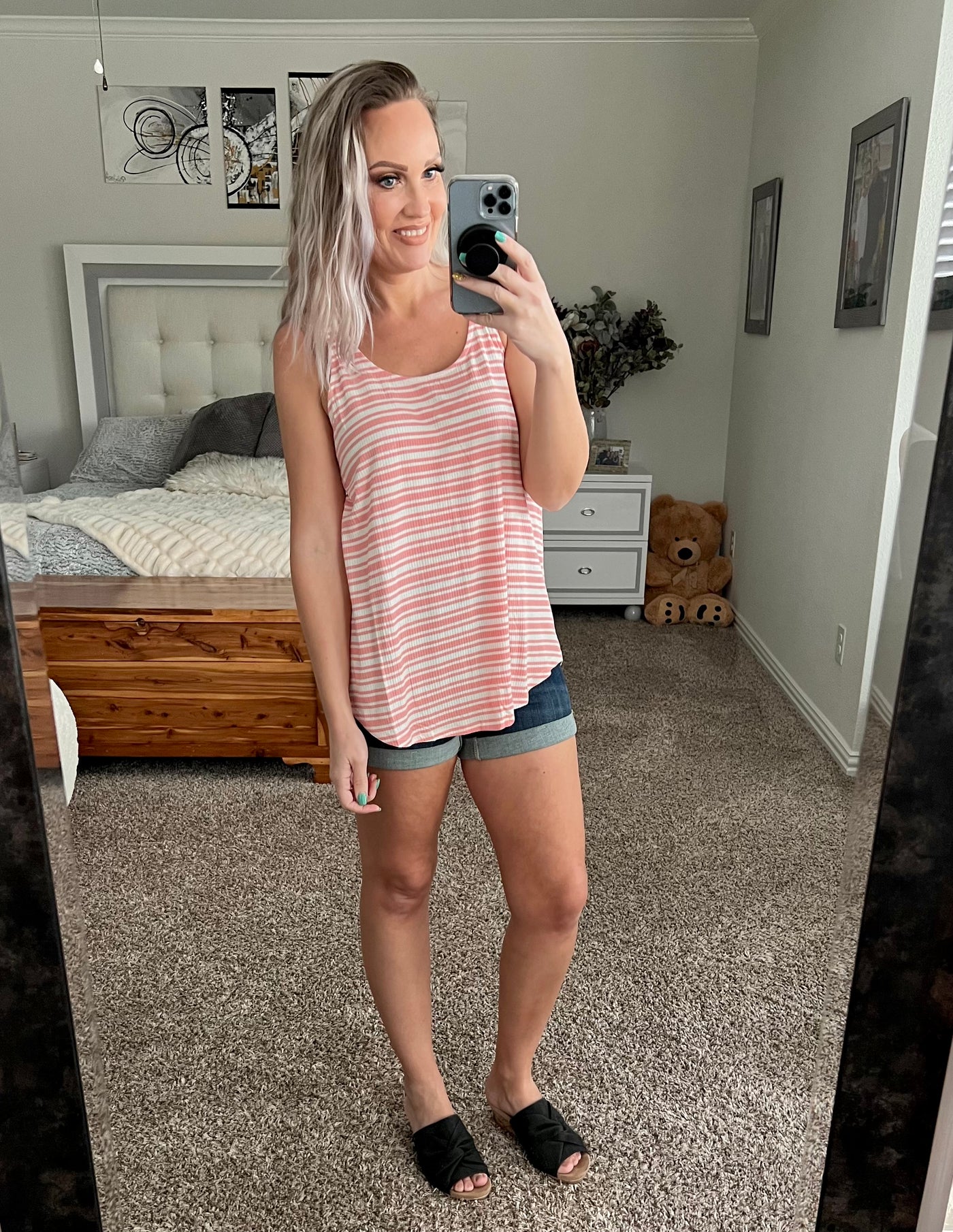 Shania striped tunic length tank