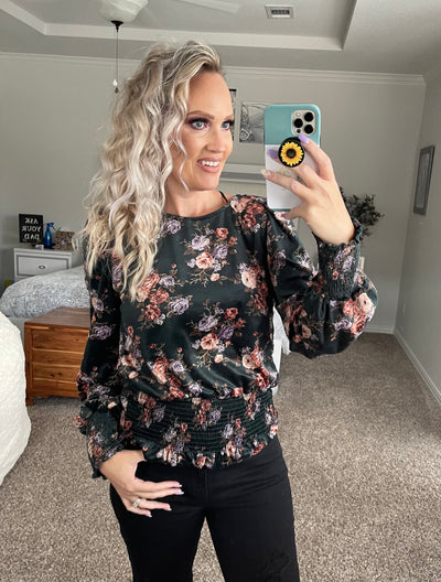 Velvet floral blouse