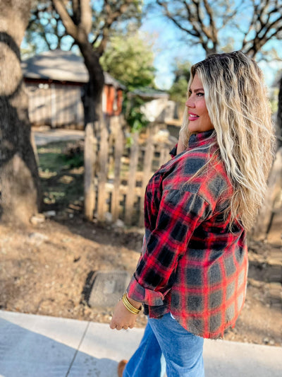 Tahoe Plaid Bleach Faded Flannel Top