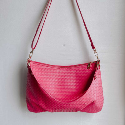 The Remi Small Hand Woven Vegan Leather Crossbody + Shoulder Bag