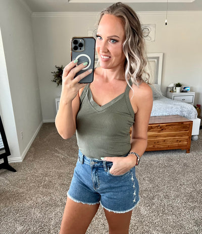 Summer Daze Ribbed V-neck Cami Tanks