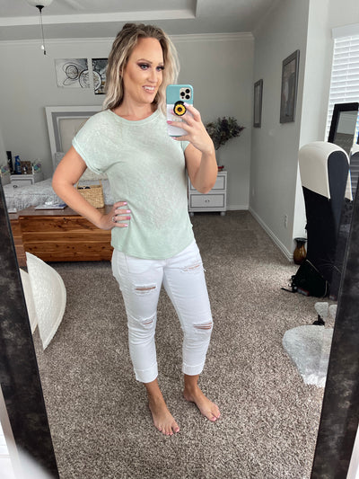 Saige Marled Cuffed Sleeve Top