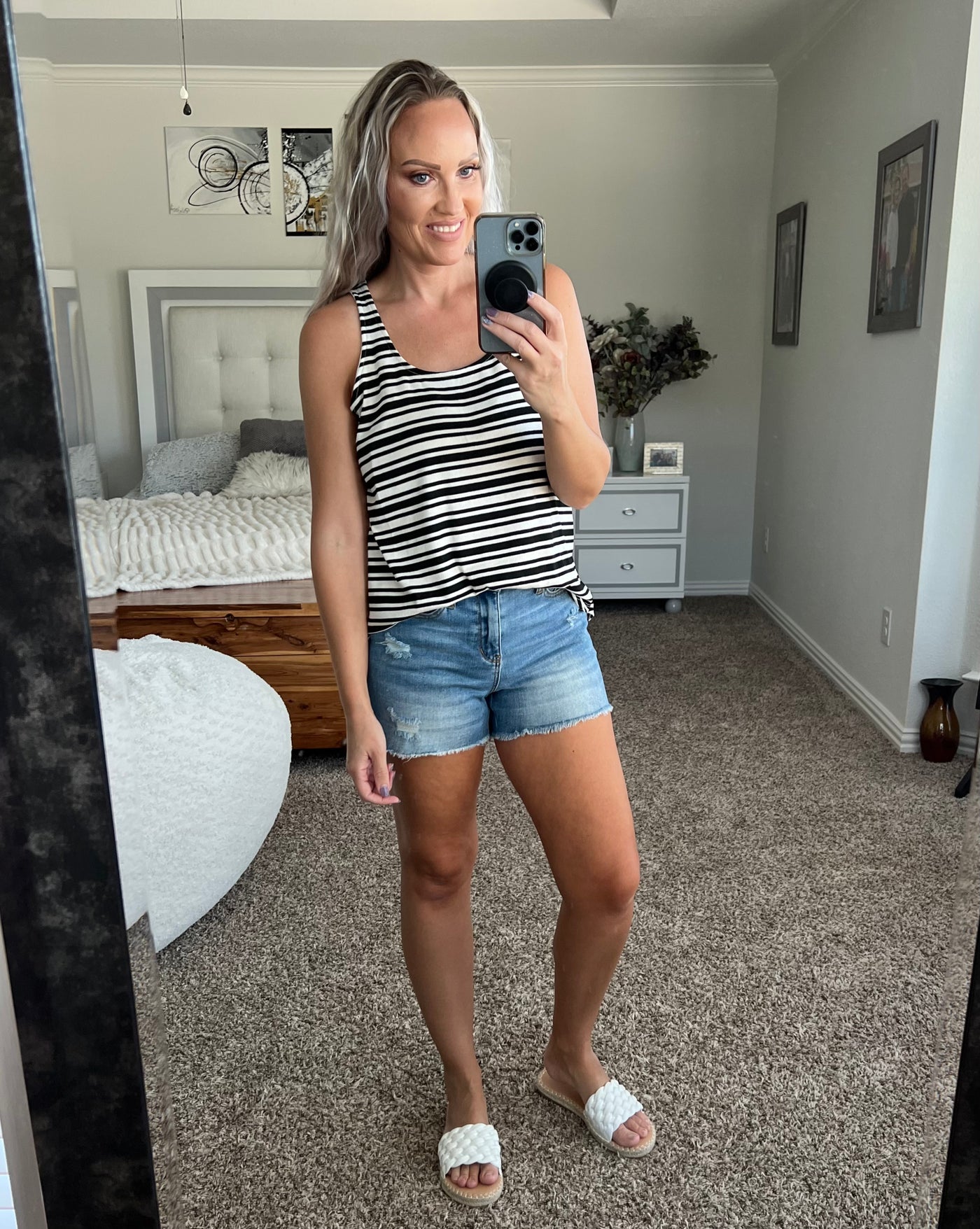 Shania striped tunic length tank