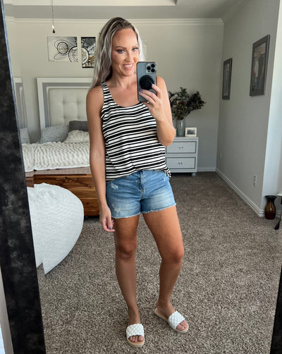 Shania striped tunic length tank