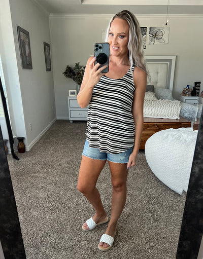 Shania striped tunic length tank