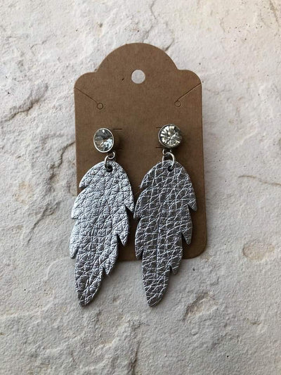 Leather leaf earrings