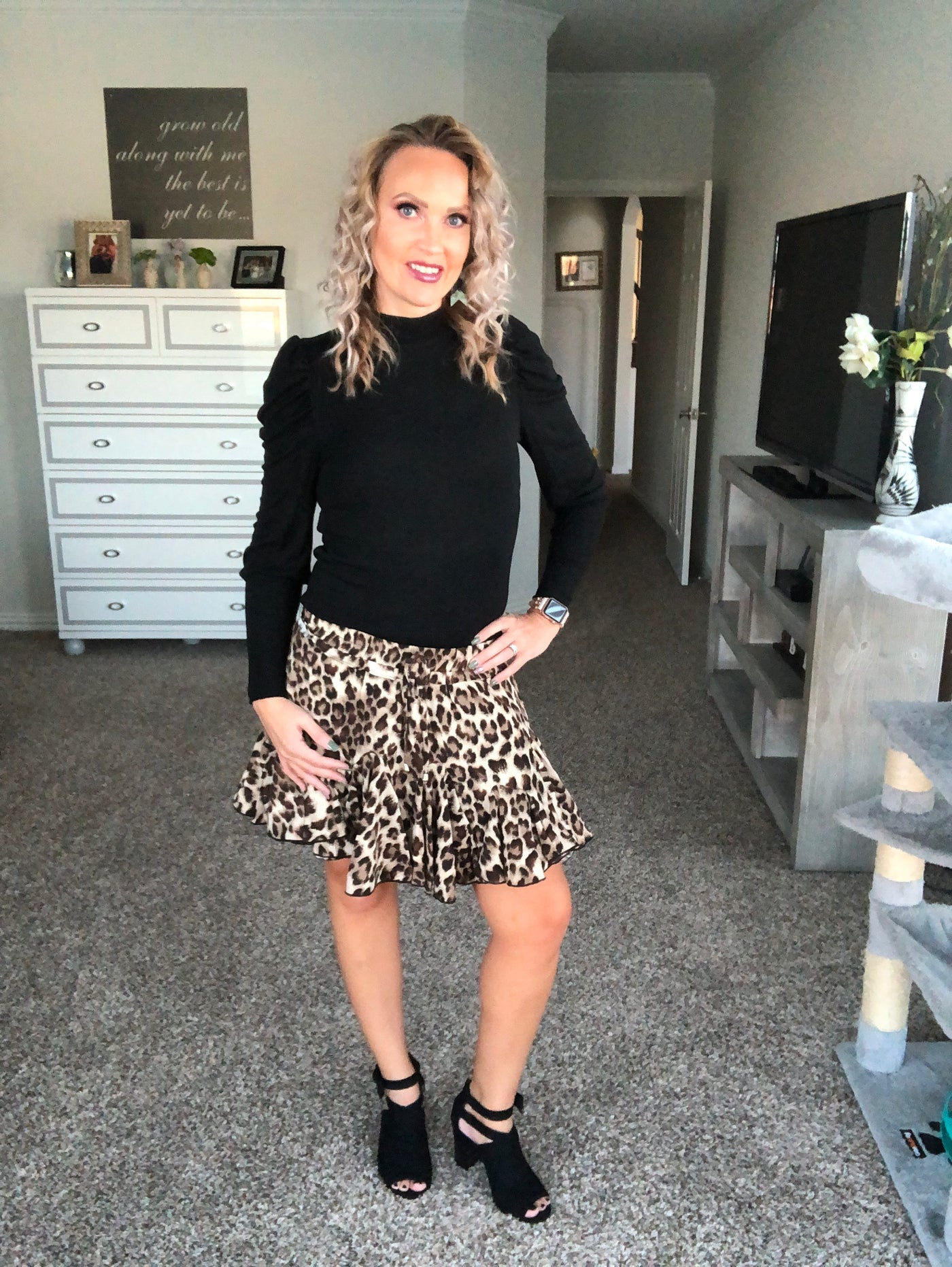 Leopard stretch band skirt