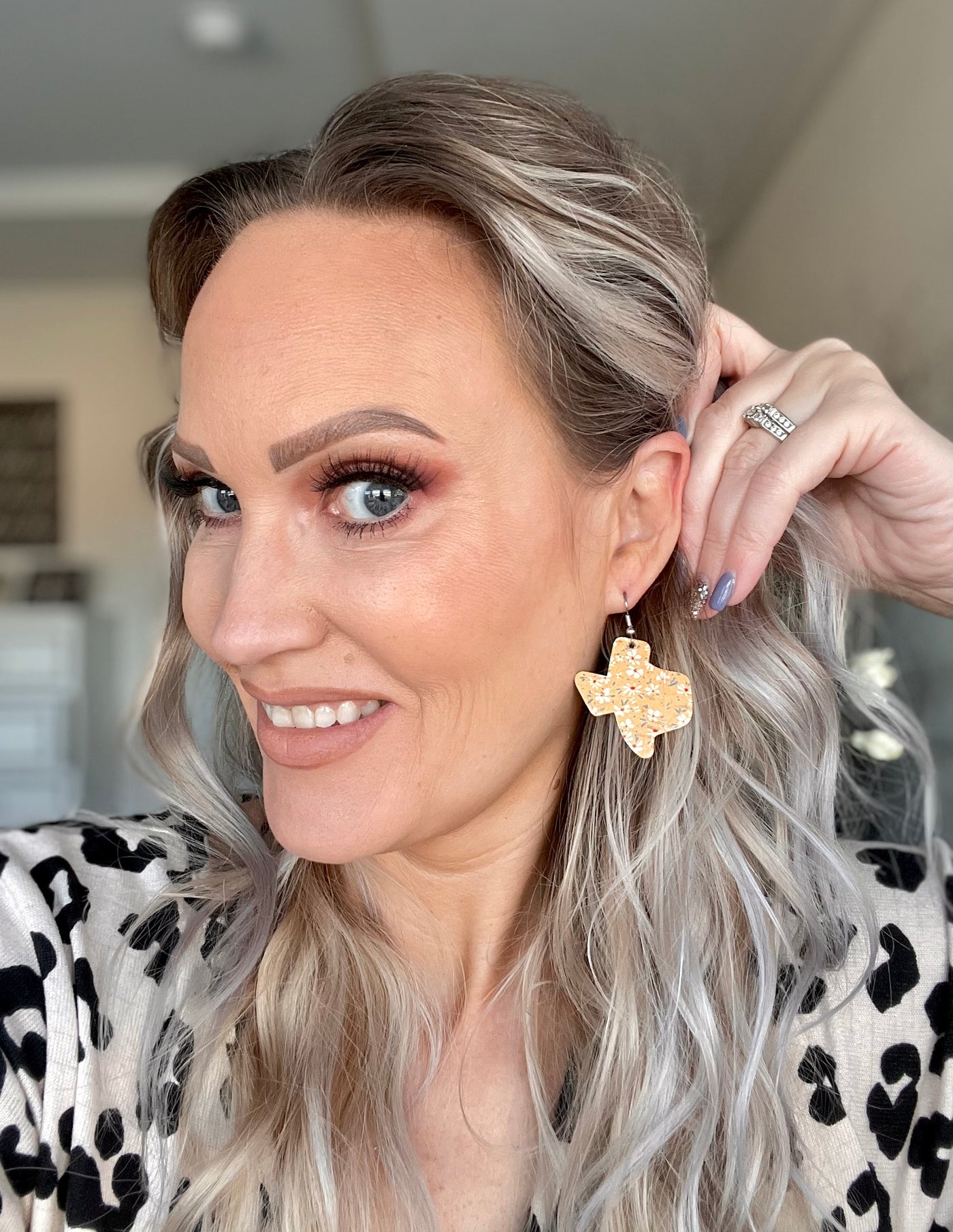 Texas leather earrings