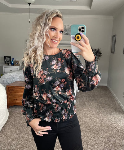 Velvet floral blouse